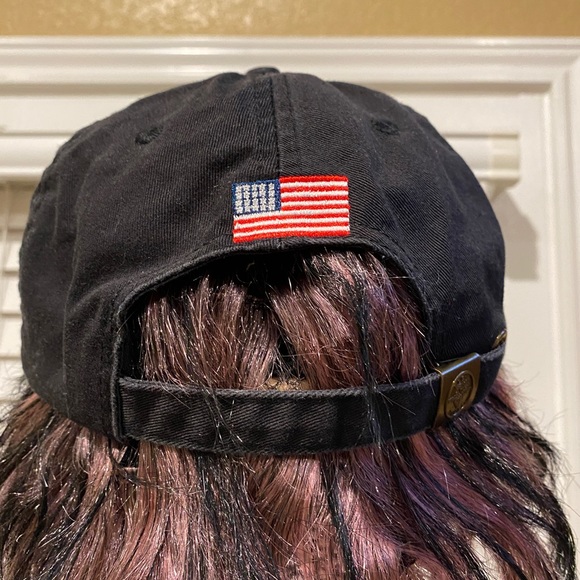 Klein Tools Lineman Logo Patch and Embroidered American Flag Black Cap OSFM VGC - Picture 4 of 4